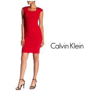 Calvin Klein Cap-sleeve Side Ruched Sheath Dress